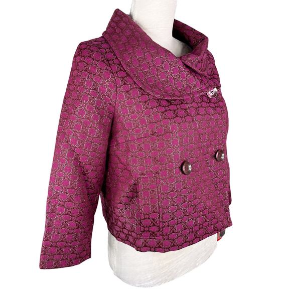 Isaac Mizrahi Target Blazer 10 Scarlet Bloom Crop Pockets Textured New - Picture 5 of 12